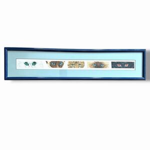 Framed Cross-Stitch Cat Eyes Art 28.5 inx6 in Veterinary Cat Lover